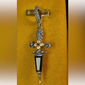 Barbara Bixby Onyx, Silver and Gold Sword Pendant Charm Stunning Detail NWT